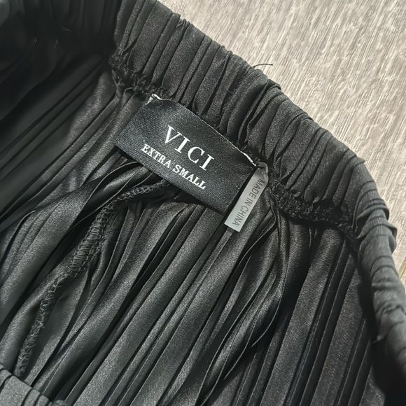 VICI Hey Honey Plisse Wide Leg Pants Black Small xs - Picture 5 of 5